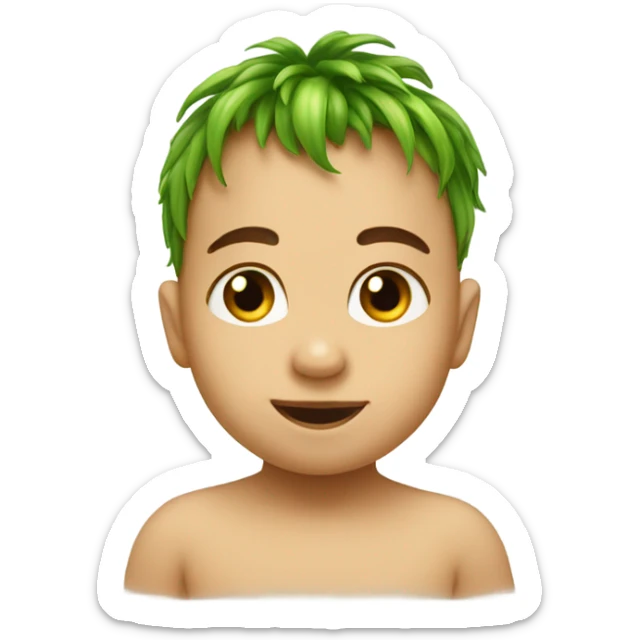 baby boy emoji with one sprout of hair sticker