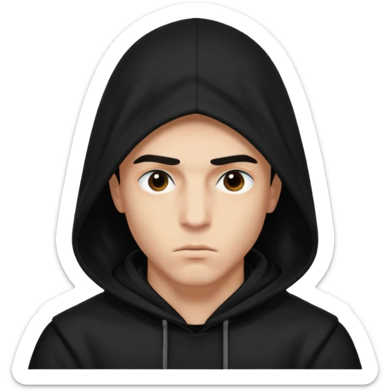 Un joven con una capucha negra que solo le deje ver los ojos y cejas sticker