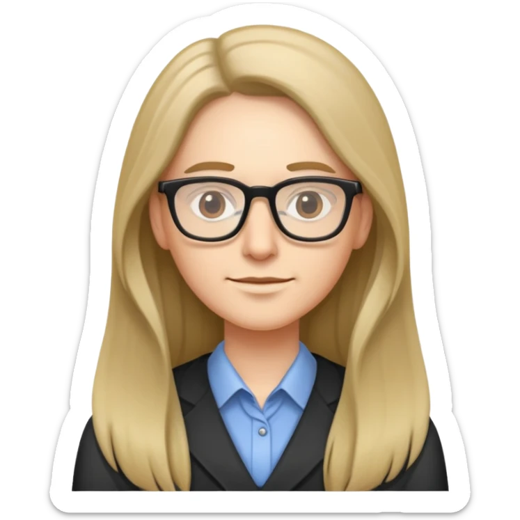 Teacher long hair glasses  sticker