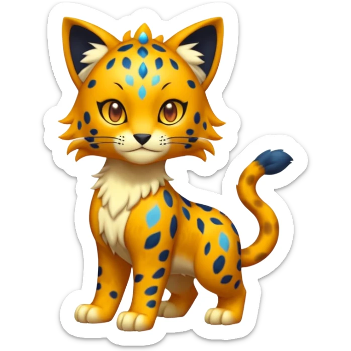Icy Elemental Pawny Cute Innocent Liepard-Amaura-Litten-Sprigatito-Pokémon-fusion-creature (full body) sticker