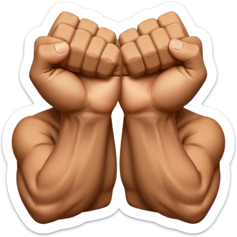 Left and Right fist from the top Perspektive with the Arms crossed over at the wrists  sticker
