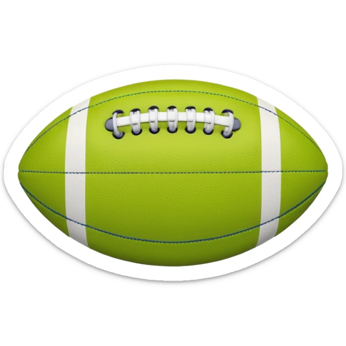 American football with lime green leather and navy-blue stitching sticker