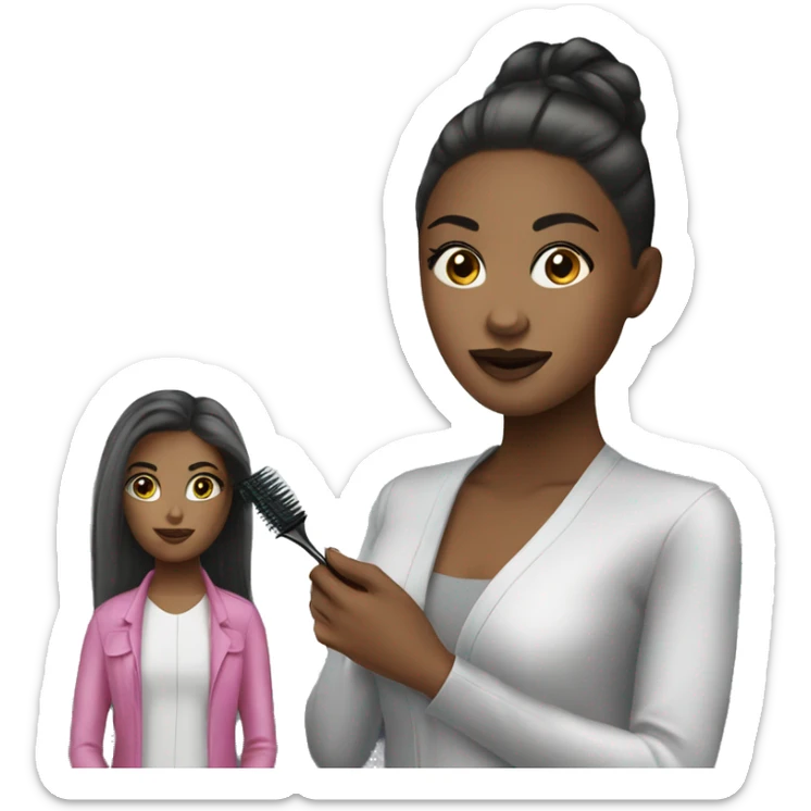 A girl in a salon getting a service of makeup & hair specialist  sticker