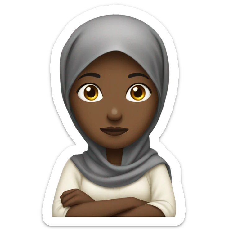 African hijabi frowning crossing arms sticker