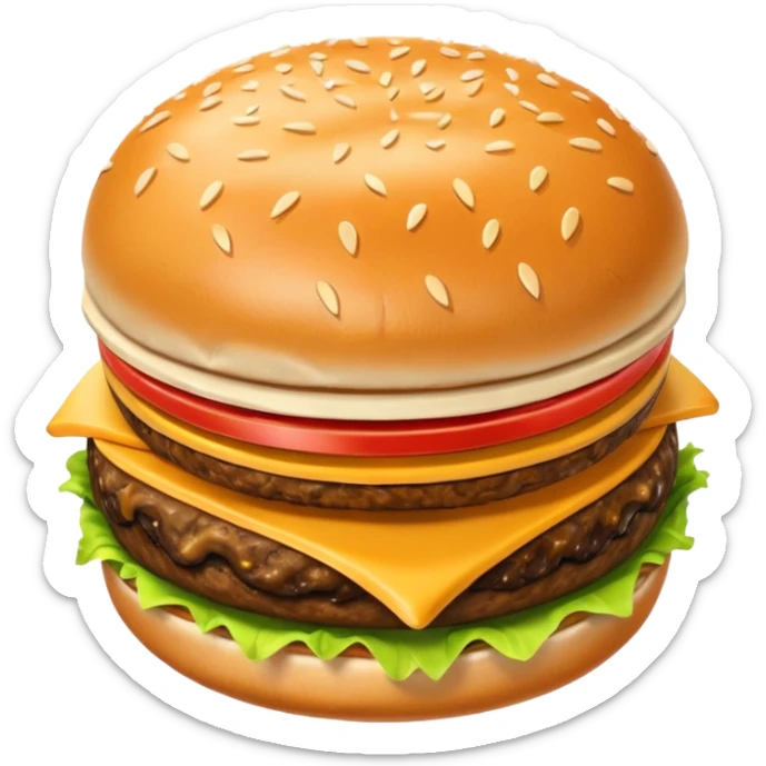 i want a Cheeseburger and Fries with a angle to 15–20° gentle bird’s-eye angle sticker
