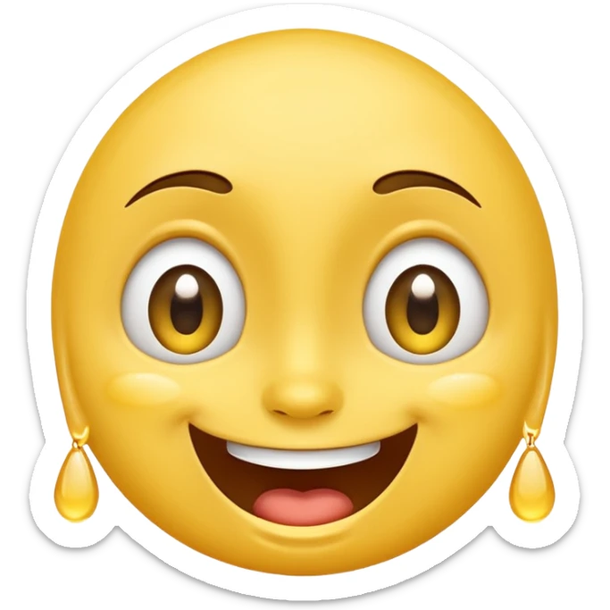Smile with A joyful face emoji with wide eyes and a big smile, tears of laughter flowing.  sticker