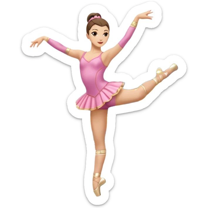 Una chica con vestuario de bailarina urbana con las piernas flexionadas, el dedo índice en la boca, el tren superior inclinado hacia la izquierda y con la cadera proyectada hacia la izquierda sticker