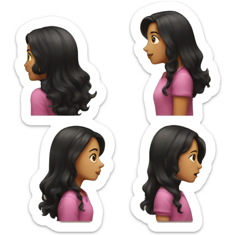 Girl with long black hair kissing girl with short brown hair sticker