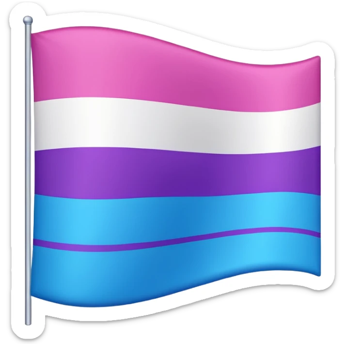 I want a flag, I want the first stripe at the top of the flag to be pink 🩷. I want The middle stripe to be the color purple 💜. And finally the bottom stripe I want the color blue 💙. Only those three colors in that exact order, pink, purple, blue. Make the colors more vibrant sticker