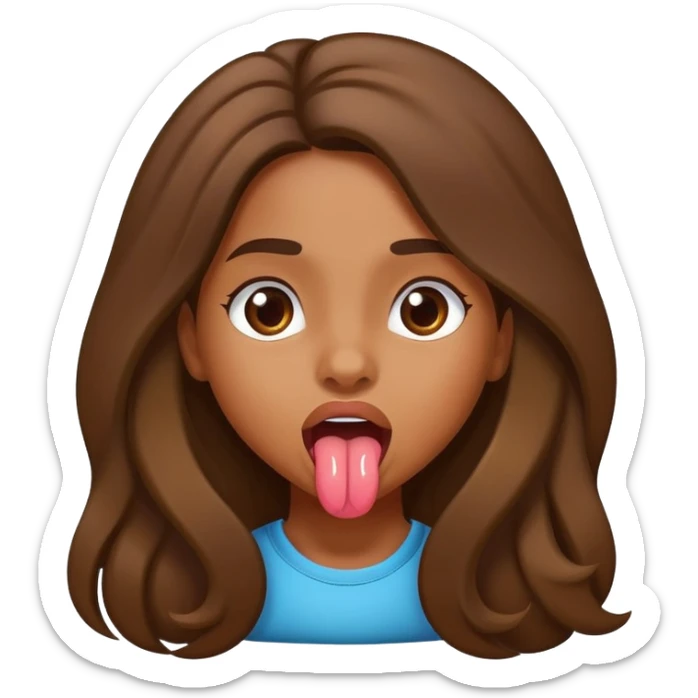 brownskin girl with long hair sticking out her tongue  sticker