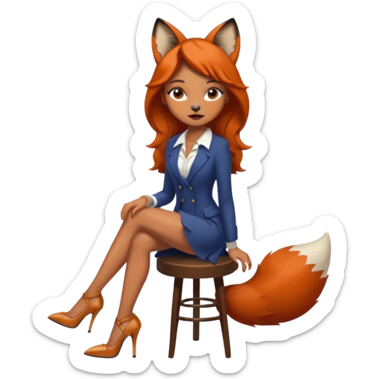 Pretty girl with caramel skin and freckles. Dressed as a fox wearing heels sticker