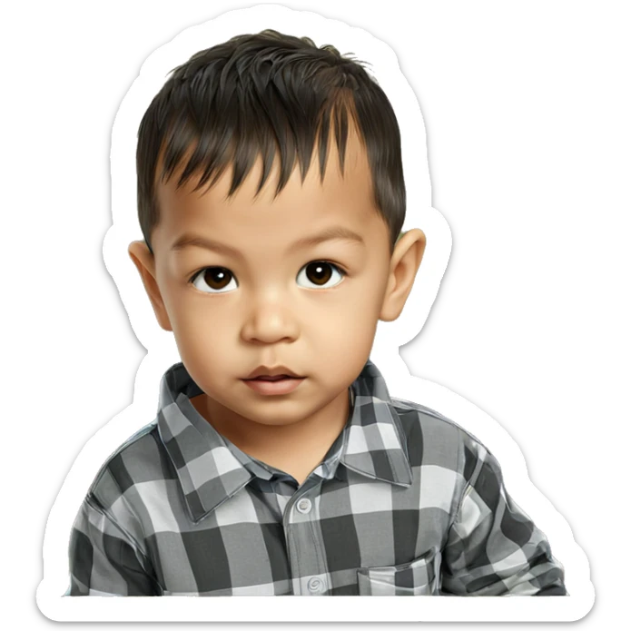 male child gazing at viewer sticker