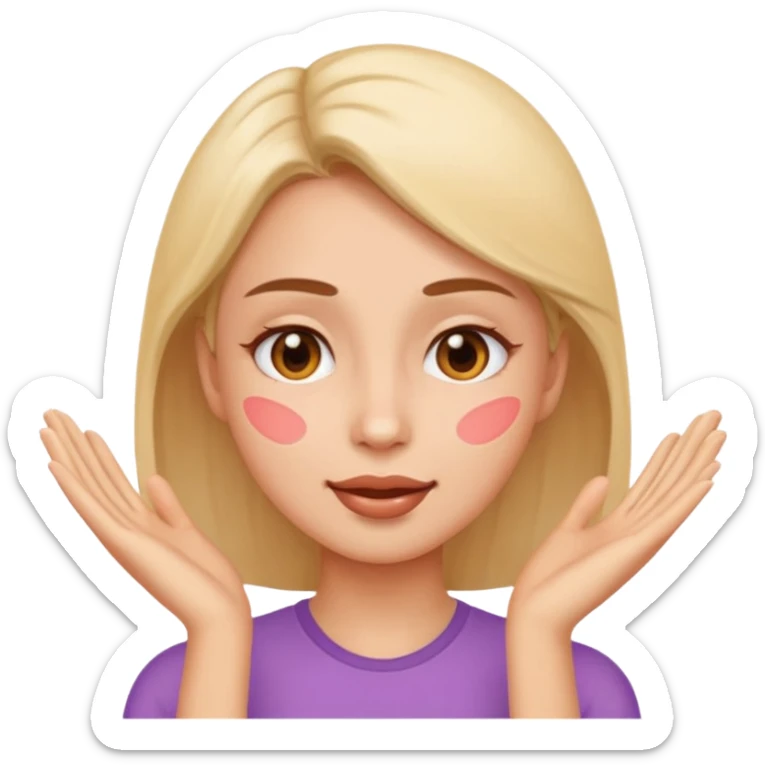 woman doing gentle facial exercises, emoji style, healthy skin, pastel background sticker