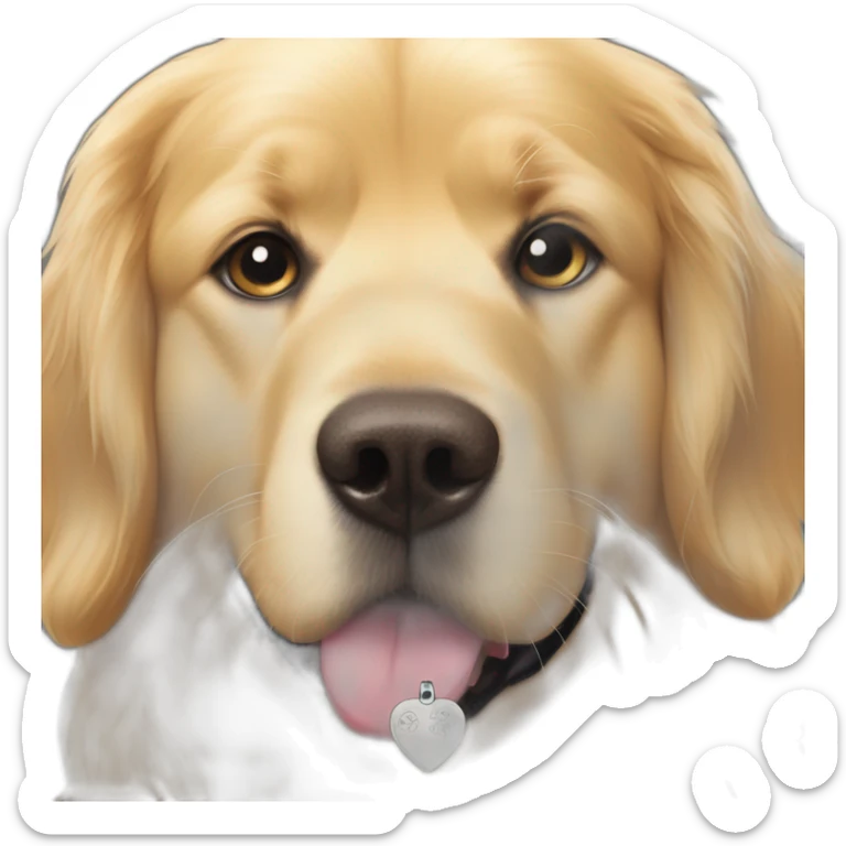 Golden retriever heart wearing dog tag with Shibuya written on it sticker