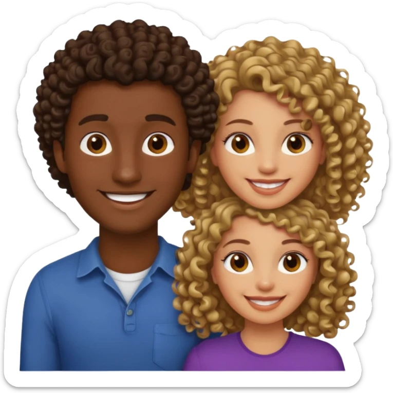 Throuple, one brunette man, one dark blonde curly woman, one dark brown woman sticker