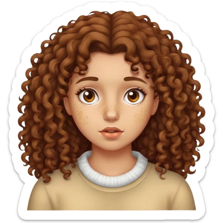 Girl with a lot of acne and brown curly hair sticker