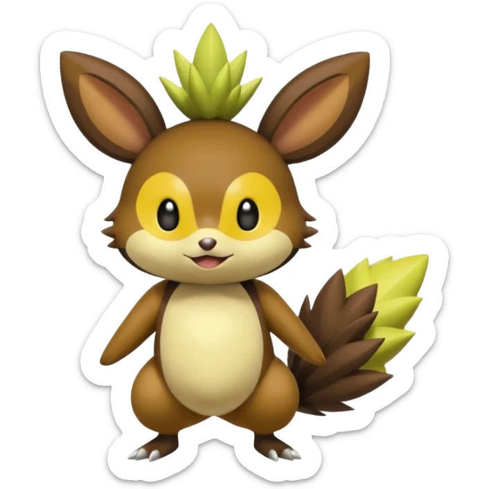 Chespin-Emolga-Pachirisu-Cacomistl-Fakemon-hybrid-creature (full body) sticker