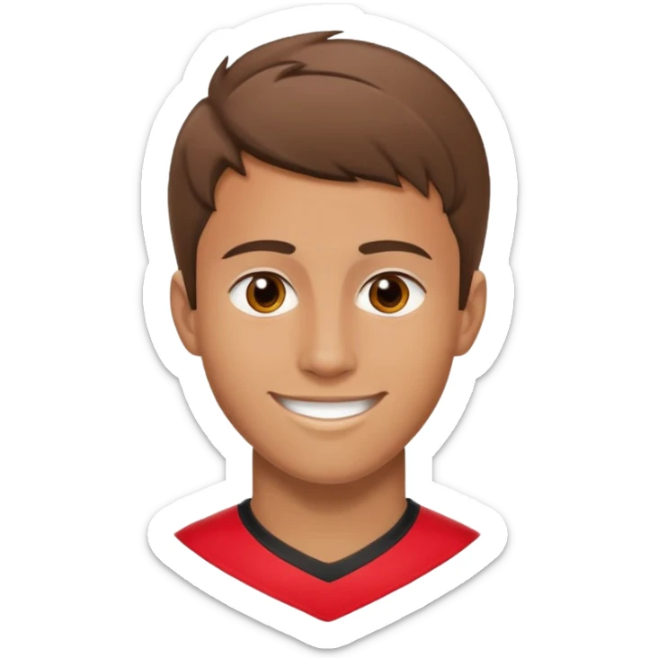 - Nam
- 15 tuổi
- Da vàng
- Tóc nâu, ngắn
- Mặt dài, Cười mỉm
- Áo bóng đá màu đỏ
- Đổi mặt khác sticker