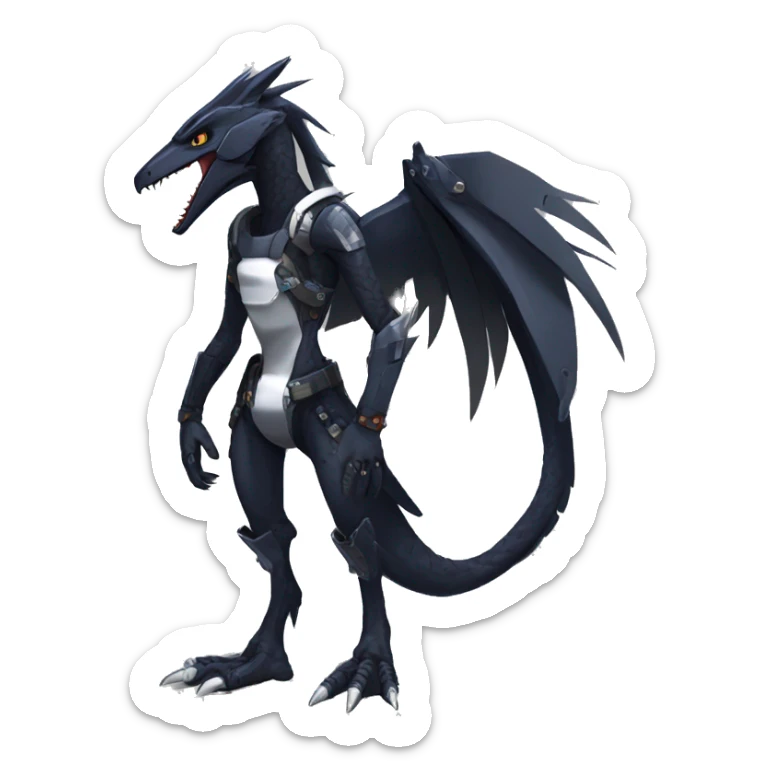 Full body Edgy Anthro Futuristic Mechanical Sergal-raptor-nargacuga-vernid sticker
