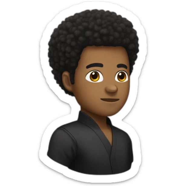 black karate instructor with afro hair and a low taper haircut, and a small fade on the sides sticker