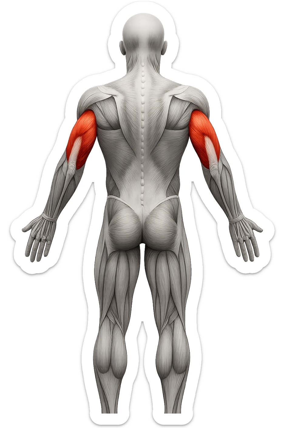 tricipite visto anatomicamente , colora solo il tricipite, il resto fallo in bianco e nero sticker