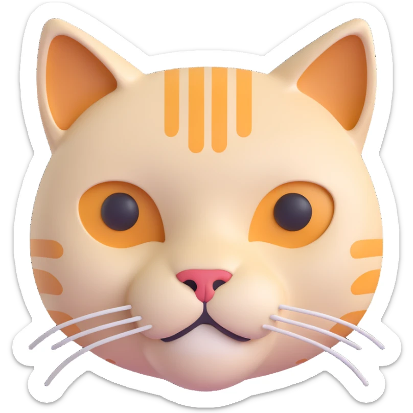 3D emoji style cat head only with neutral face inspired by Cardano logo for a crypto project sticker