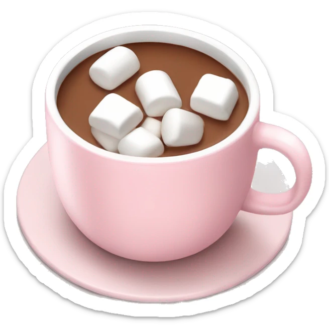 Light Pink mug of hot chocolate with marshmallows  sticker