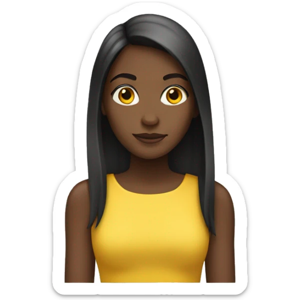 a black girl with straight hair and a yellow dress sticker