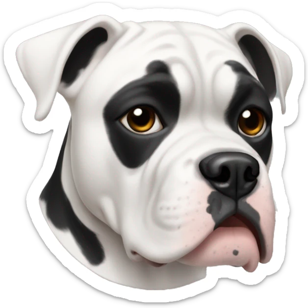 american bulldog, black and white with black ears and a patch around eye sticker