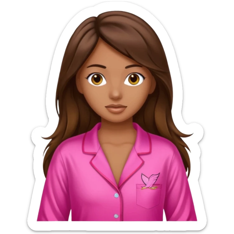 Person wearing victoria secret pyjamas and brunette hair sticker