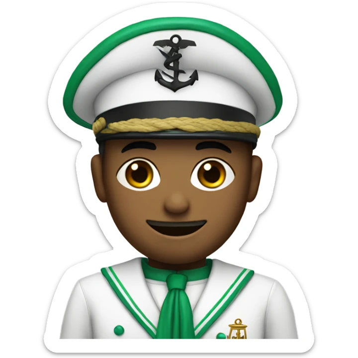 Sailor wearing a white and green sailor outfit with his hat having the Greek letters Delta sigma and phi written on it  sticker
