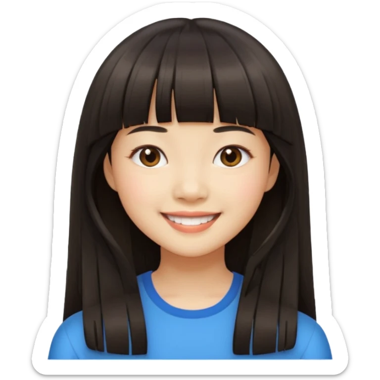 asian girl blunt fringe long hair sticker