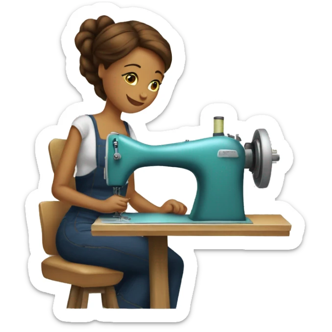 create an emoji of a seamstress sitting at the machine sewingcreate an emoji of a seamstress sitting at the machine sewing sticker