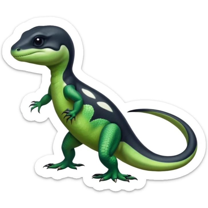 Orca-dragon-reptile-reptilian-lizard-skink-gecko-hybrid full body, two legs, arms, tail sticker