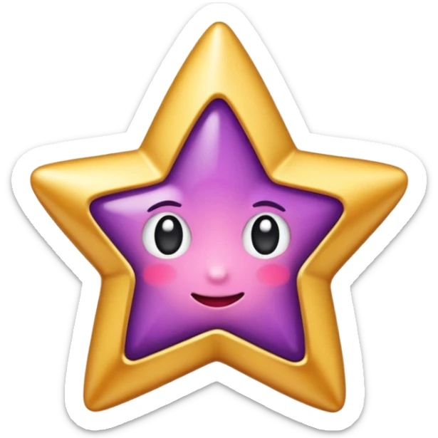 Quiero un emoji de estrella, pero que la estrella sea de oro rosa y brilli brilli con chispitas moradas sticker