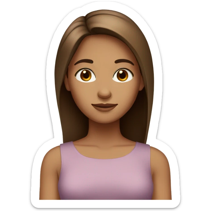 Brown haired girl with brown eyes and tan skin and straight hair sticker