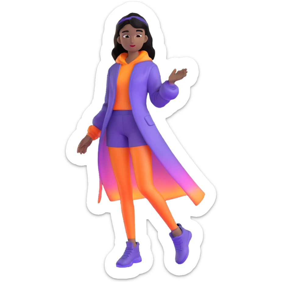 girl in a fashionable outfit, glowing aura, looking empowered sticker