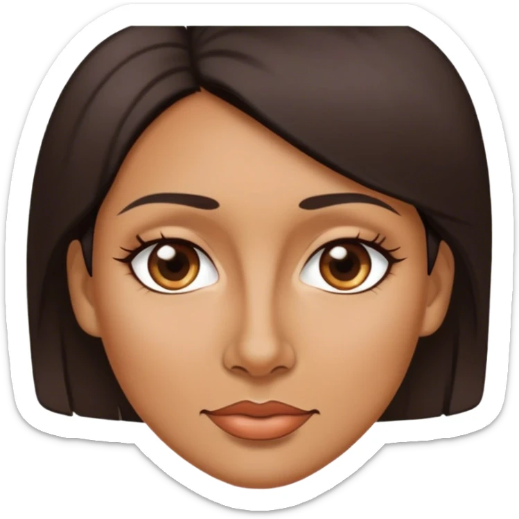 Chica de 40 años pelo corto castaño oscuro ojos grandes de color café oscuro nariz chata  sticker