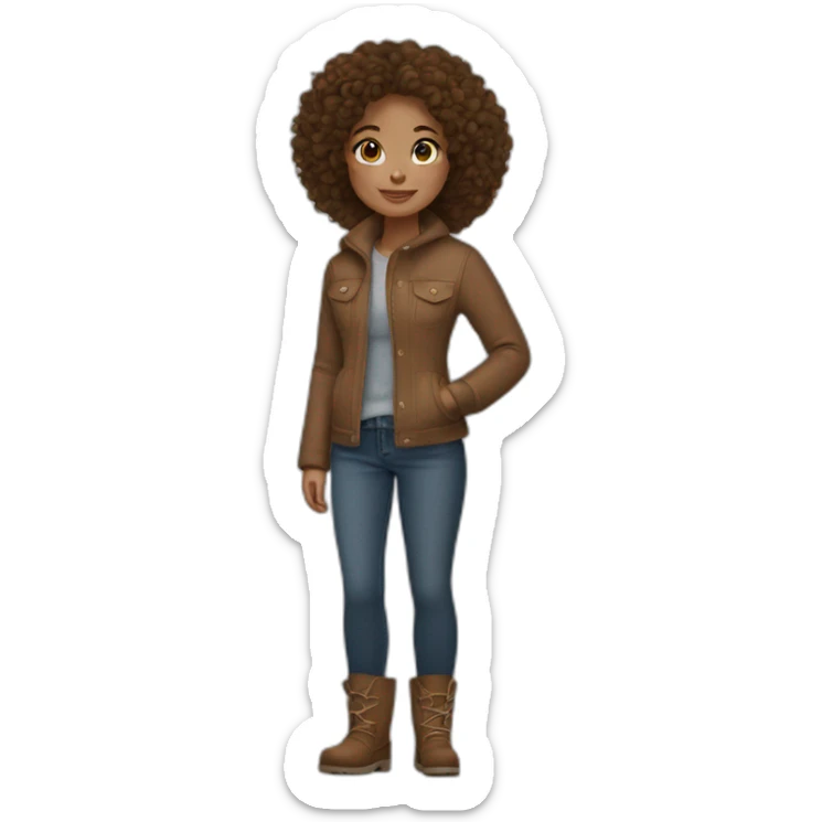 pale girl with curly brown hair wearing ugg boots and jeans sticker