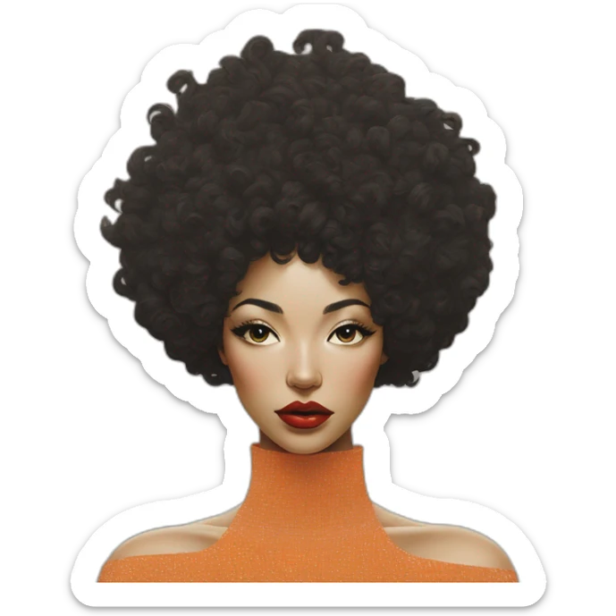 (art by Victor Moscoso0. 7) , (art by Hayv Kahraman0. 9) , (art by Arthur Adams0. 8) . High fashion, trendy, stylish, editorial, magazine style, professional, highly detailed sticker