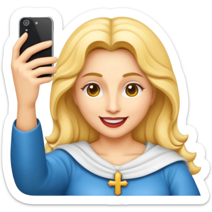 emoji della madonna vestita di BIANCO  con SCATTA UN SELFIE
 sticker