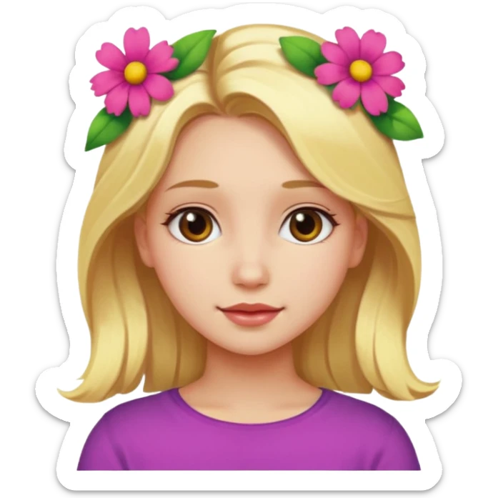 Girl profile picture with blonde hair and a flower in her hair sticker