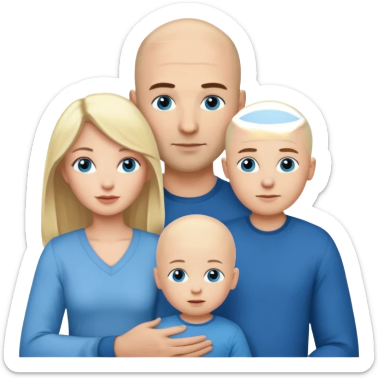 Eigene Familienbild, Frau dunkle lange Haare,  Mann Glatze und blaue Augen, kind 2 Jahre und blond und dunkle Augen  sticker