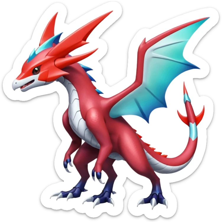 Futuristic Shiny Latias-Nargacuga-Noivern-Salandit-Fusion (full body) sticker