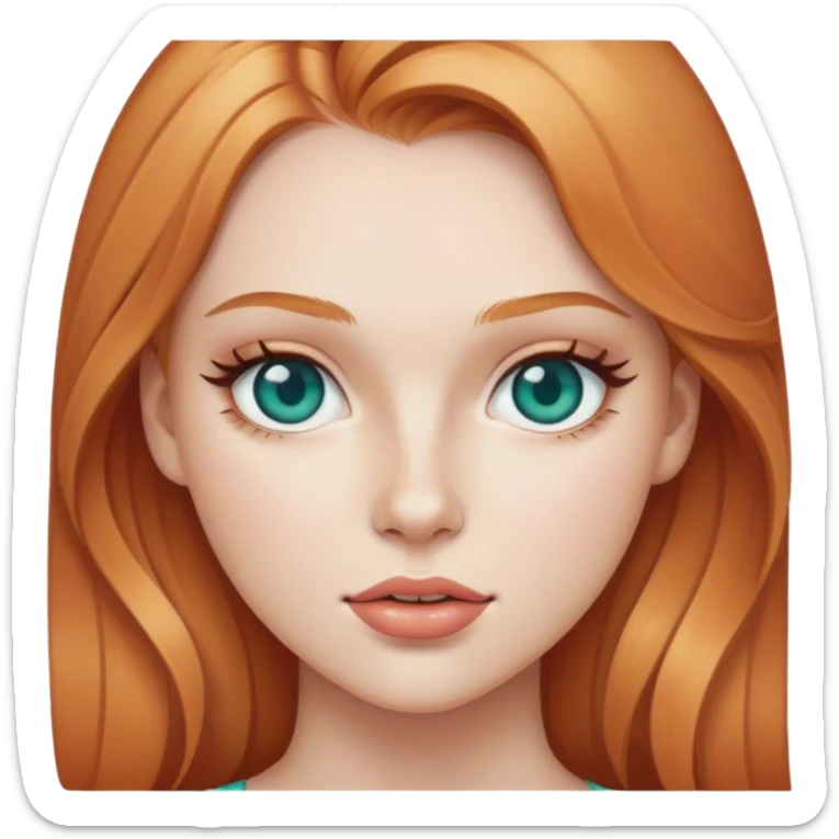 strawberry blonde young woman with teal eyes and beauty mark sticker