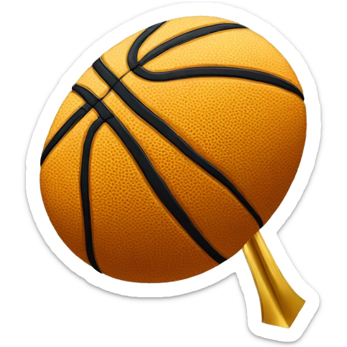 a basketball with a thin  long arrow in gold color hitting in the middle of it visably from the side sticker