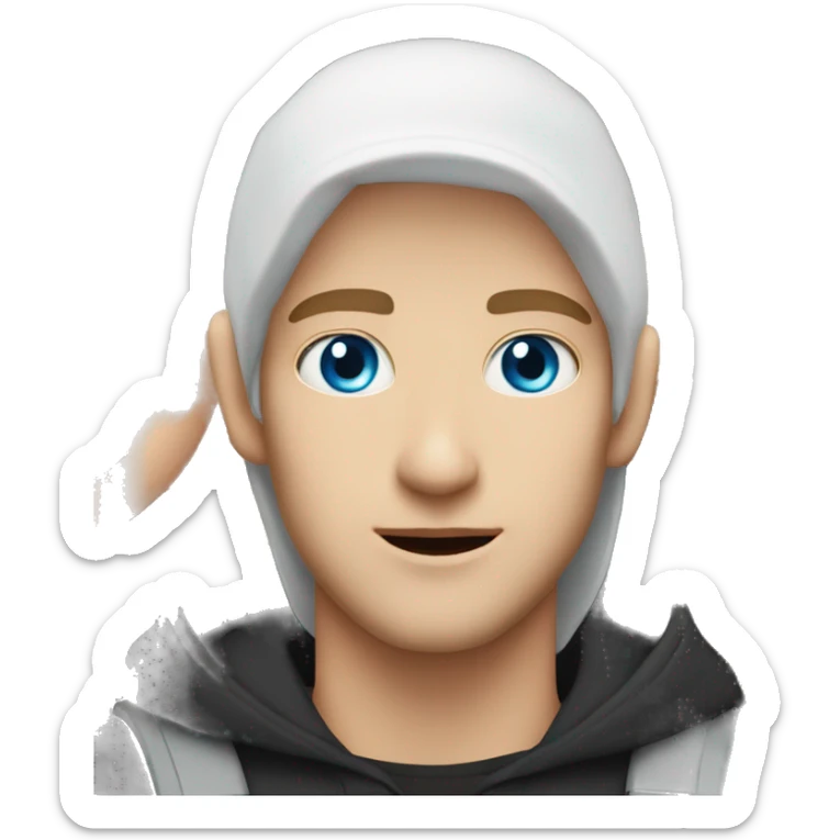 White man with blue eyes and white girl couple with blue eyes in black hoodir sticker