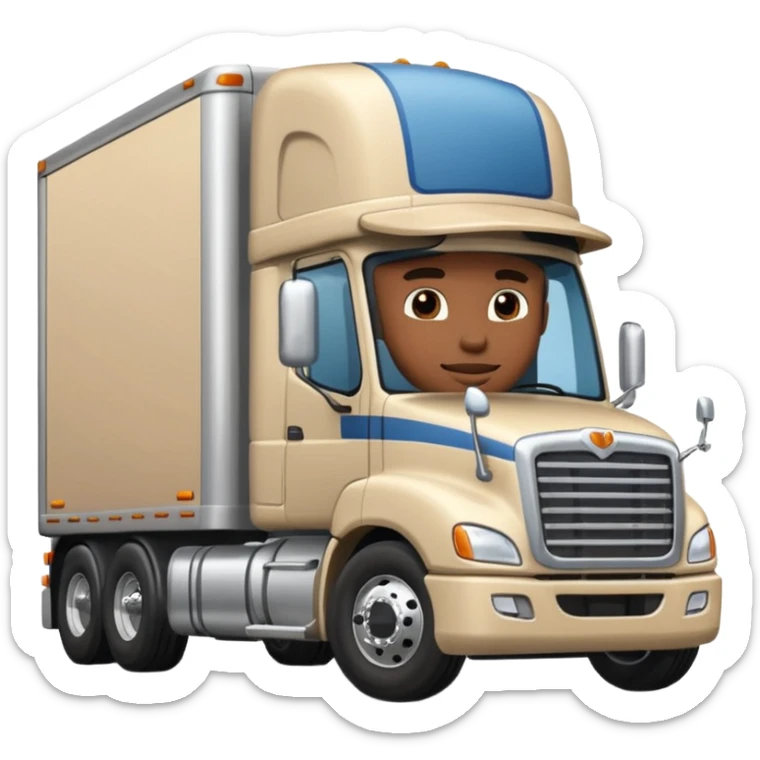 Kamyon şoförü Yarı Kamyonun Karikatür çizimi kamyon yan duracak soför yanında olacak sticker