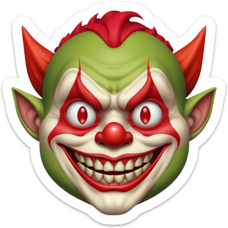 I want just one head but to be the combination of these three emojis 🤡👺👹 sticker