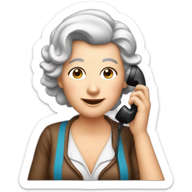 weiße frau am Telefon Gerät wie 80er Jahre lange braune haare sticker